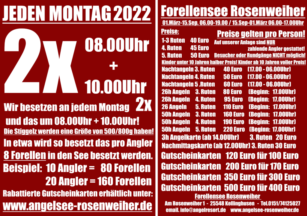 Rosenweiher Flyer Jeden Montag 2022 rot