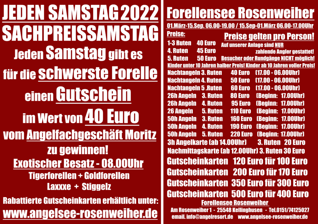 Rosenweiher Flyer Jeden Samstag 2022 rot
