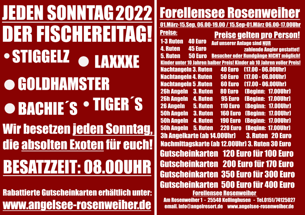 Rosenweiher Flyer Jeden Sonntag 2022 rot